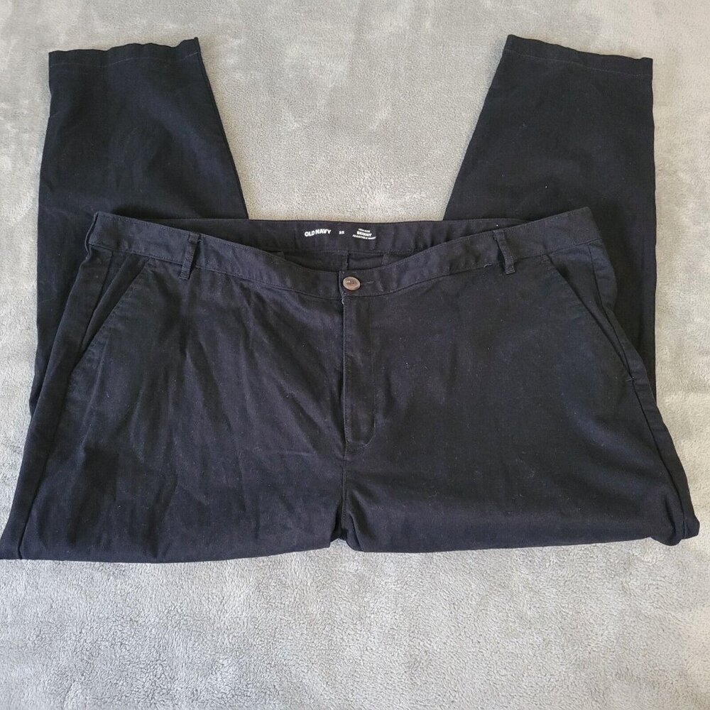 Old Navy Women's 22 Plus Skinny Cropped Black Pants Stretch Elastic Waist SKI5E